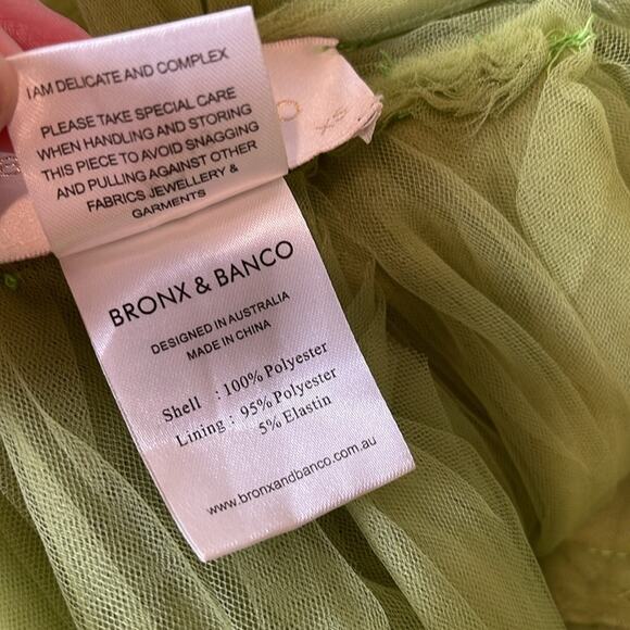 Bronx and Banco Taraji One Shoulder Tulle Tiered High Low Maxi Green Gown Sz XS - Picture 15 of 15